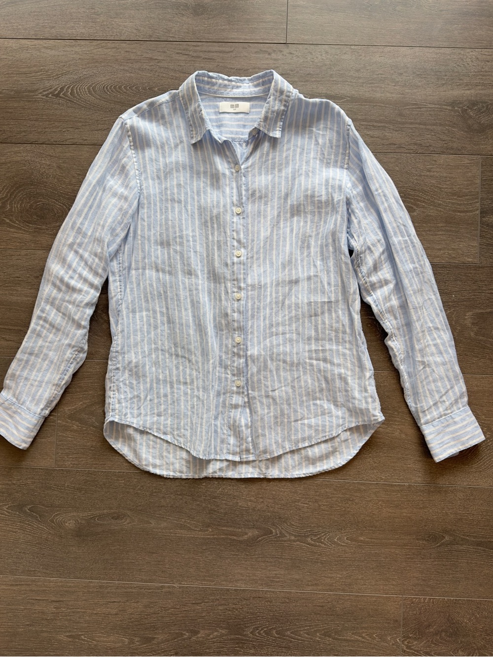Uniqlo Blue and White Striped Linen Shirt